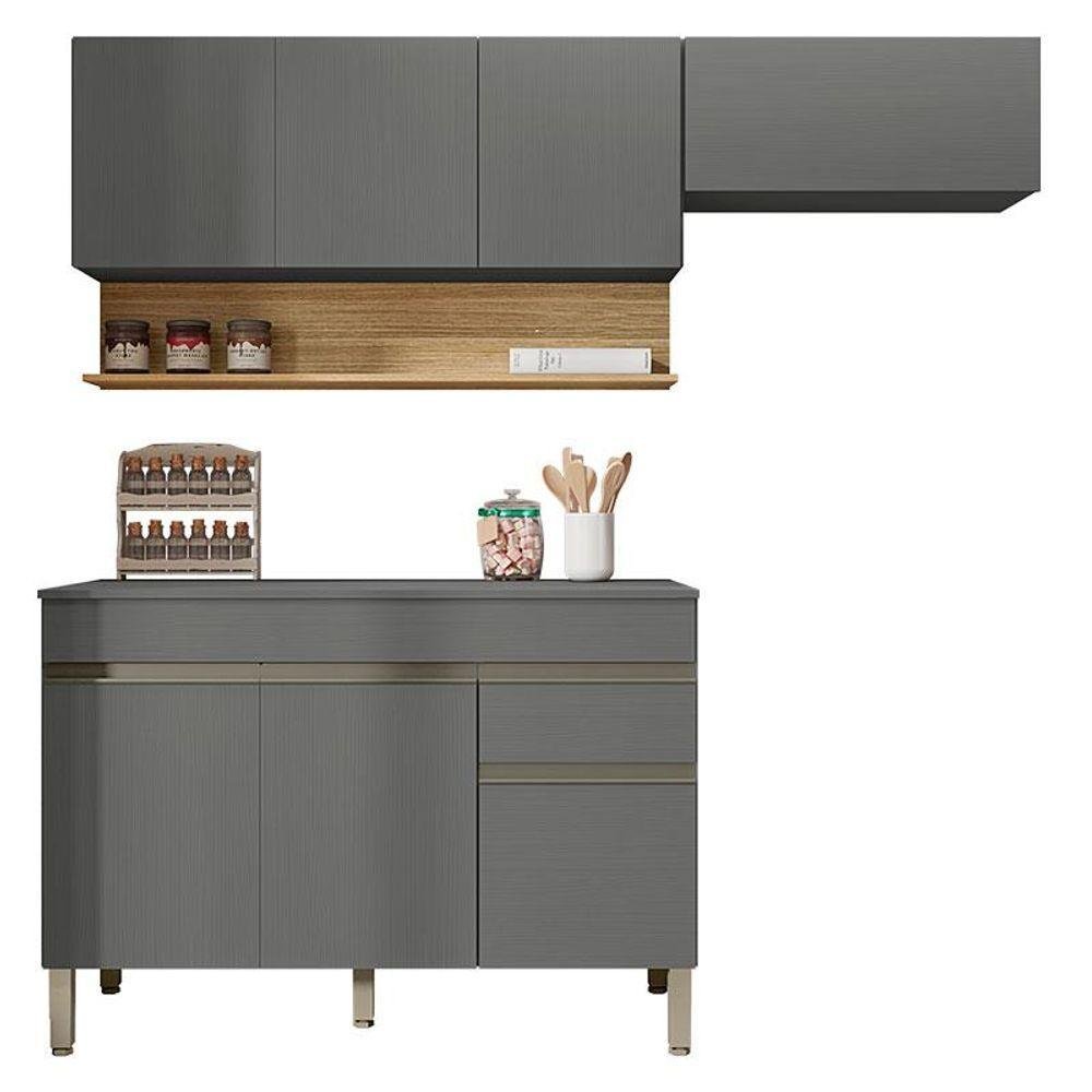 Cozinha Modulada Ambiente Line Composição 1 Gris Freijó - Kits Paraná é ruim? Cozinha Modulada Ambiente Line Composição 1 Gris Freijó - Kits Paraná é boa?