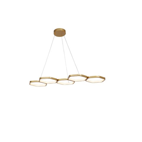 Pendente Moderno Dourado 95cm Led 38w 3000k Bivolt 14583-pl