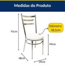 Ver imagem 2 de Jogo de 4 Cadeiras de Cozinha Redonda Reforçada Cromada Assento Grosso Branco