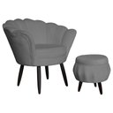 Ver imagem 1 de Conjunto Poltrona Pétala de Flor e Puff Suede Cinza