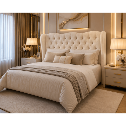 Cabeceira para Cama Box Casal Queen 1.60 Tecido Boucle:Creme
