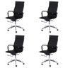 Kit 4 Cadeiras Escritório Presidente Esteirinha Rodízio Relax Corino 3301 - 1