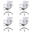 Ver imagem 1 de Kit 4 Cadeiras Escritório Diretor Esteirinha Rodízio Relax Corino 3301 Branco