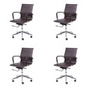 Ver imagem 1 de Kit 4 Cadeiras Escritório Diretor Esteirinha Rodízio Relax Corino 3301