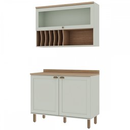 Cozinha Compacta Iluminata 3 Portas 100% Mdf Verde Mint - Genialflex - 3