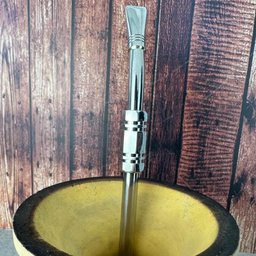 Bomba Chimarrão Inox 25cm Anel Sextavado Rosca Mil Furos Bortonaggio - 2