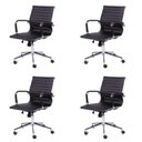 Ver imagem 1 de Kit 4 Cadeiras Escritório Diretor Esteirinha Rodízio Relax Corino 3301 Preto