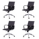 Ver imagem 2 de Kit 4 Cadeiras Escritório Diretor Esteirinha Rodízio Relax Corino 3301
