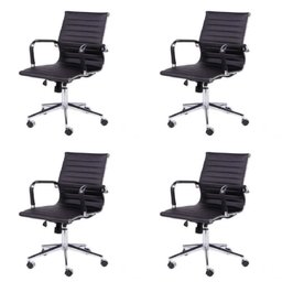 Kit 4 Cadeiras Escritório Diretor Esteirinha Rodízio Relax Corino 3301 - 2