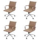 Ver imagem 1 de Kit 4 Cadeiras Escritório Diretor Esteirinha Rodízio Relax Corino 3301