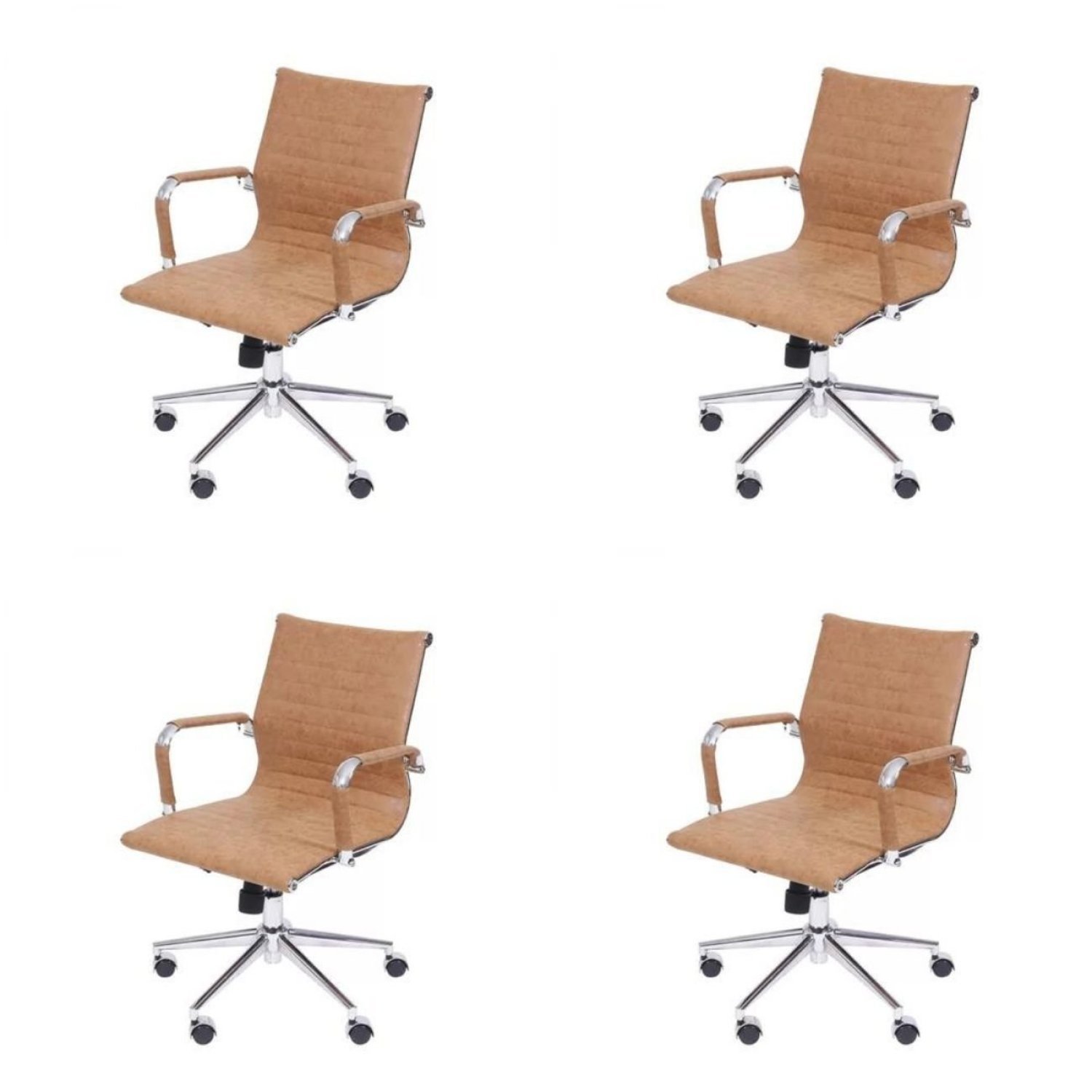 Kit 4 Cadeiras Para Escritorio Diretor Esteirinha Com Relax Corino 3301  - 1