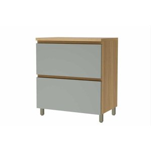 Balcão Cozinha P/cooktop Rainha 1 Porta Basculante e 1 Gaveta C/ Tampo 80cm Nature/verde - Nesher
