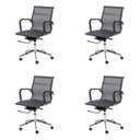 Ver imagem 1 de Kit 4 Cadeiras Escritorio Diretor Esteirinha Tela Mesh 3303 Cinza