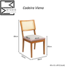 Cadeira Viena Madeira Maciça Sala de Jantar Assento Estofado e Palhinha:veludo Cinza Claro - 7