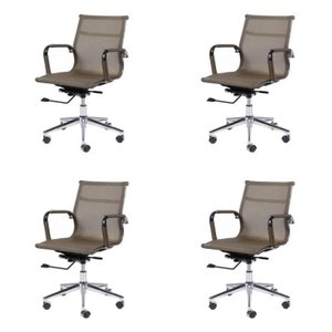 Kit 4 Cadeiras Escritorio Diretor Esteirinha Tela Mesh 3303