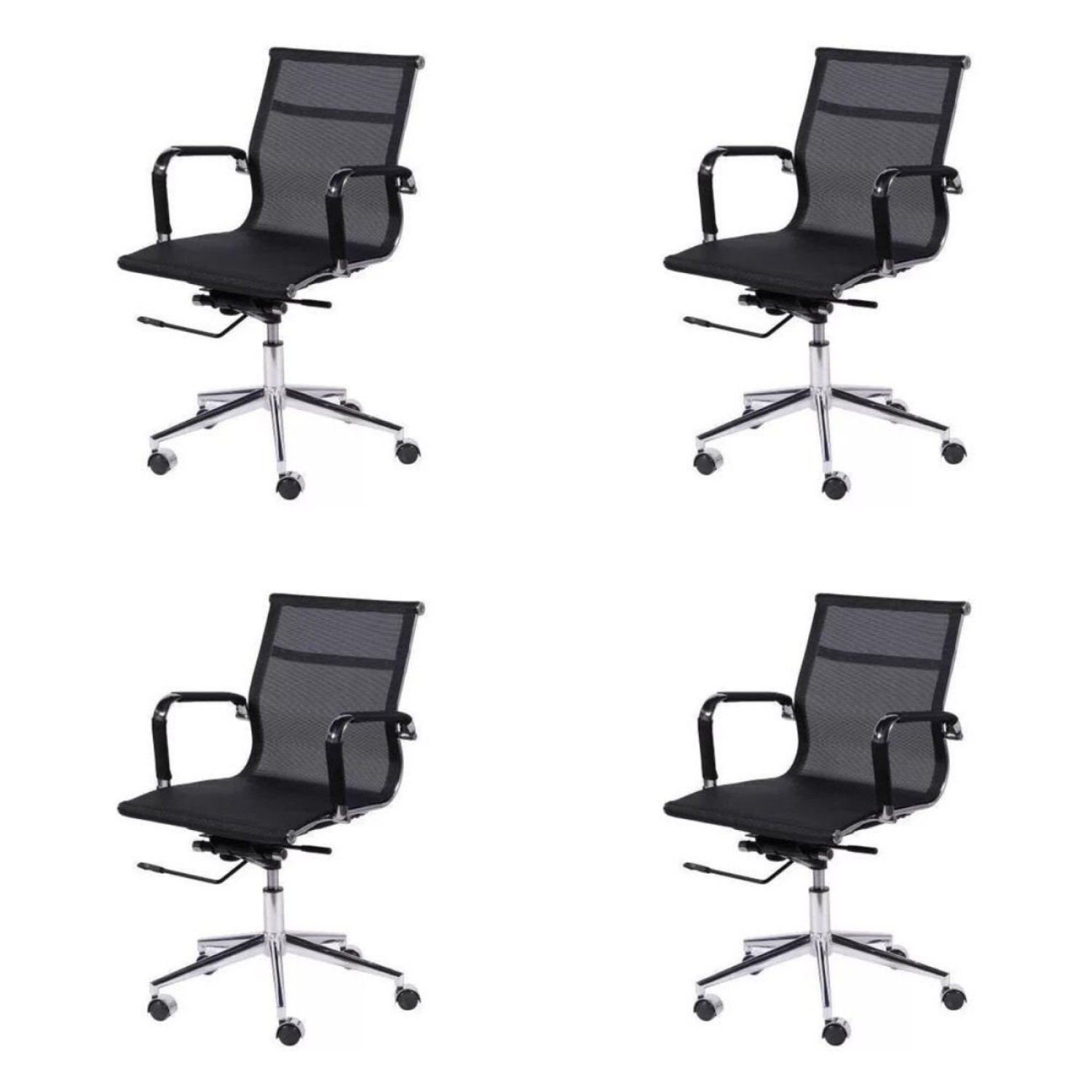 Kit 4 Cadeiras para Escritório Diretor Esteirinha Tela Mesh 3303 Or Design