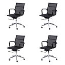 Ver imagem 1 de Kit 4 Cadeiras Escritorio Diretor Esteirinha Tela Mesh 3303 Preto