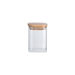 Pote 200ml de Vidro Flat com Tampa de Bambu Quadrado - 1