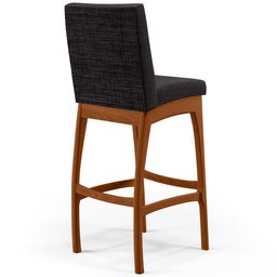 Kit 05 Banquetas Altas Para Cozinha Sala de Jantar Fixa Mila B04 Linho Chumbo - Lyam Decor - 8