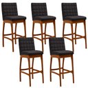 Ver imagem 1 de Kit 05 Banquetas Altas Para Cozinha Sala de Jantar Fixa Mila B04 Linho Chumbo - Lyam Decor