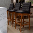 Ver imagem 2 de Kit 05 Banquetas Altas Para Cozinha Sala de Jantar Fixa Mila B04 Linho Chumbo - Lyam Decor