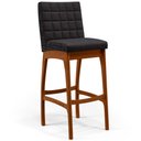 Ver imagem 3 de Kit 05 Banquetas Altas Para Cozinha Sala de Jantar Fixa Mila B04 Linho Chumbo - Lyam Decor