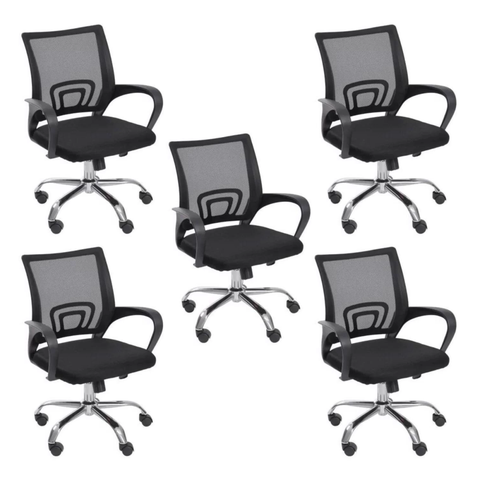 Kit 5 Cadeiras Escritório Diretor Giratória com Relax Tok 3310 Preto