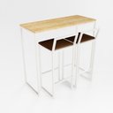 Ver imagem 1 de Bancada Cozinha Balcão Gourmet 120cm Pinus com 2 Banquetas Estofada Br