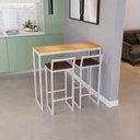 Ver imagem 2 de Bancada Cozinha Balcão Gourmet 120cm Pinus com 2 Banquetas Estofada Br
