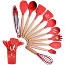 Ver imagem 6 de Kit C/ 12 Utensílios Cozinha Silicone Cabo Madeira Preto