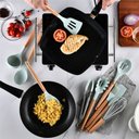 Ver imagem 2 de Kit C/ 12 Utensílios Cozinha Silicone Cabo Madeira Preto