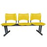 Longarina Cadeira 3 Lugares Iso Plástica Coluna Dupla Para Recepção Auditório e Clinica Amarela - 2