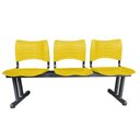 Ver imagem 2 de Longarina Cadeira 3 Lugares Iso Plástica Coluna Dupla Para Recepção Auditório e Clinica Amarela