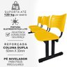 Longarina Cadeira 3 Lugares Iso Plástica Coluna Dupla Para Recepção Auditório e Clinica Amarela - 3