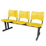 Longarina Cadeira 3 Lugares Iso Plástica Coluna Dupla Para Recepção Auditório e Clinica Amarela - 4