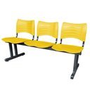 Ver imagem 4 de Longarina Cadeira 3 Lugares Iso Plástica Coluna Dupla Para Recepção Auditório e Clinica Amarela