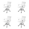 Kit 4 Cadeirsa Para Escritorio Diretor Italiano Estofada Em Corino 3304 Branco - 1