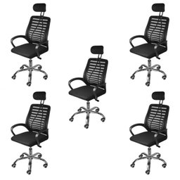 Kit 5 Cadeira Escritório Presidente Office Tela Mesh Viena 3324