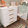 Quarto de Bebê Ludmila Retrô Guarda Roupa Cômoda Infantil com Fraldario - 4