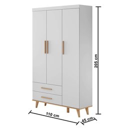 Quarto de Bebê Ludmila Retrô Guarda Roupa 3 Portas com Gavetas Cômoda Infantil 4 Gavetas com - 7