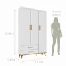 Quarto de Bebê Ludmila Retrô Guarda Roupa Cômoda Infantil com Fraldario - 10