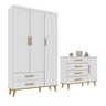 Quarto de Bebê Ludmila Retrô Guarda Roupa Cômoda Infantil com Fraldario - 3