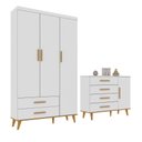 Ver imagem 3 de Quarto de Bebê Ludmila Retrô Guarda Roupa Cômoda Infantil com Fraldario