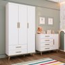 Quarto de Bebê Ludmila Retrô Guarda Roupa Cômoda Infantil com Fraldario - 1