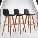 Ver imagem 2 de Kit 3 Banquetas Linho com Detalhes em Aço Design Premium:preto/cobre