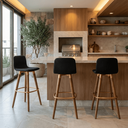 Ver imagem 7 de Kit 3 Banquetas Linho com Detalhes em Aço Design Premium:preto/cobre
