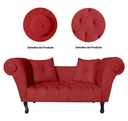 Ver imagem 4 de Sofá Recamier Recepção Decorativo 02 Lugares Londres Suede Vermelho - Incasa Decor