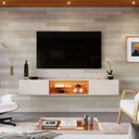Ver imagem 2 de Rack Bancada Suspensa Milano para TV até 70” com LED, Nicho Iluminado e Portas Basculantes