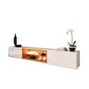 Ver imagem 3 de Rack Bancada Suspensa Milano para TV até 70” com LED, Nicho Iluminado e Portas Basculantes
