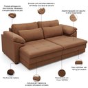 Ver imagem 4 de Sofá Retrátil para Sala de Estar 3 Lugares 250cm Riza S03 Couro Soft Mel - Lyam Decor
